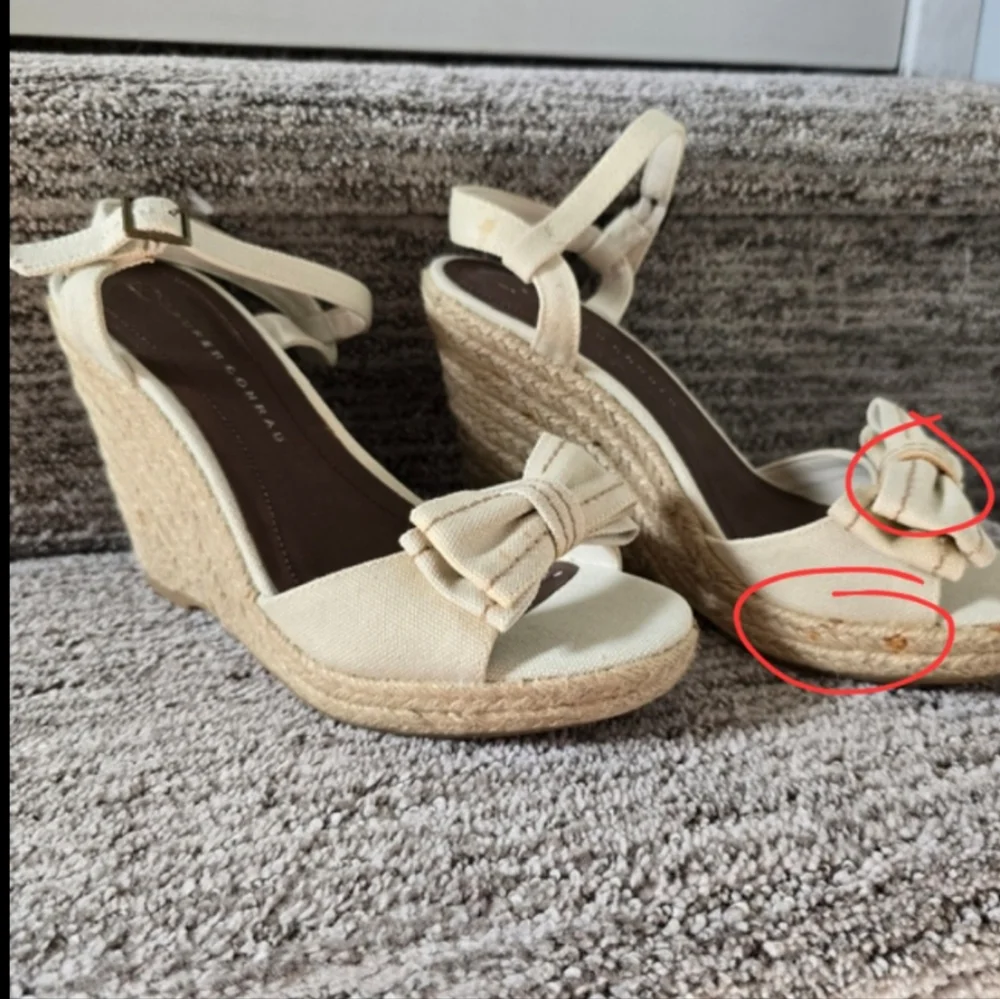 Lauren Conrad LC Women's Gwin Espadrille Wedge Sandals 7 Beige Bow NIB NWT
